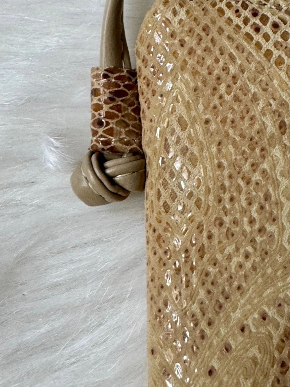 Snakeskin Embossed Mini Shoulder Bag Beige Neutral Y2K-inspired‎ silhouette